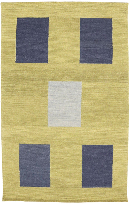 Golden Beige Geometric 5X8 Hand-Tufted Modern Rug