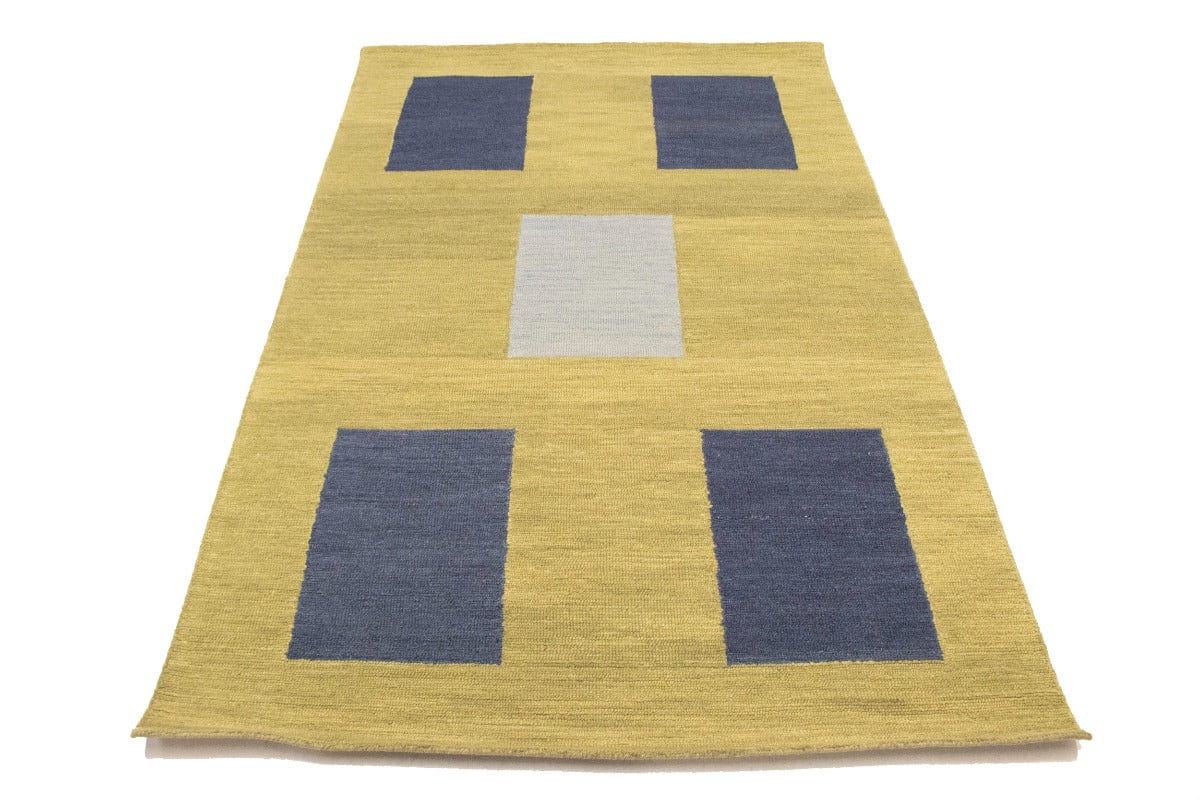 Golden Beige Geometric 5X8 Hand-Tufted Modern Rug