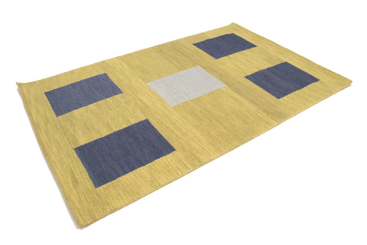 Golden Beige Geometric 5X8 Hand-Tufted Modern Rug