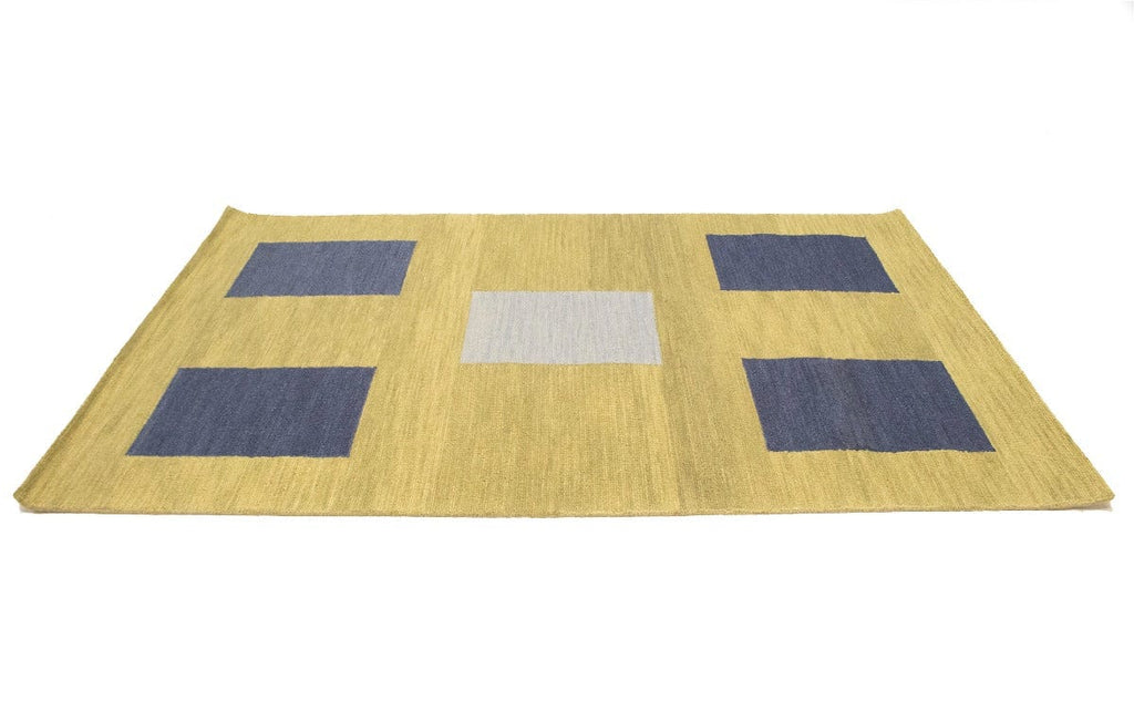 Golden Beige Geometric 5X8 Hand-Tufted Modern Rug