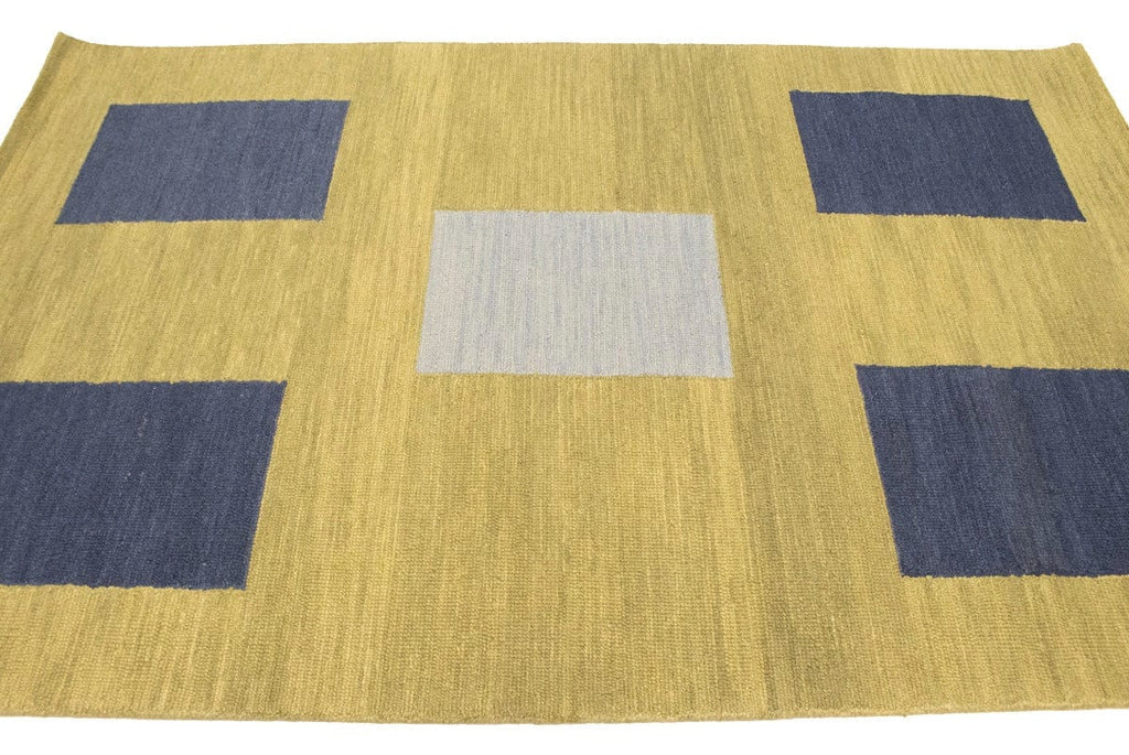 Golden Beige Geometric 5X8 Hand-Tufted Modern Rug