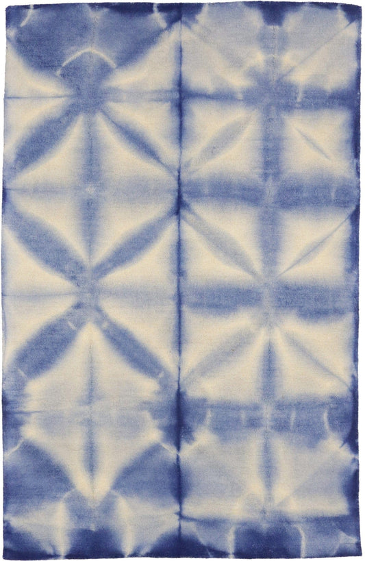 Navy Blue Tie-Dye 5X8 Hand-Tufted Modern Rug