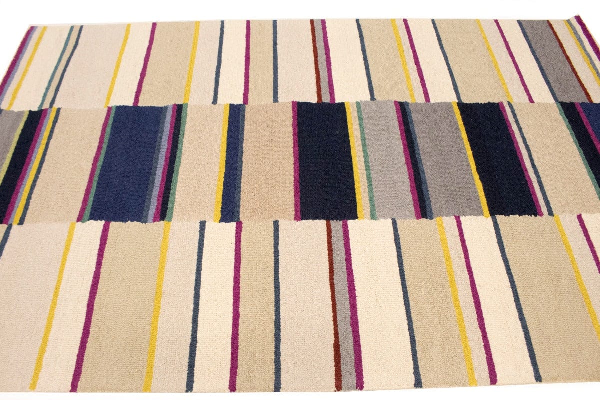 Multicolored Stripes 5X8 Hand-Tufted Modern Rug