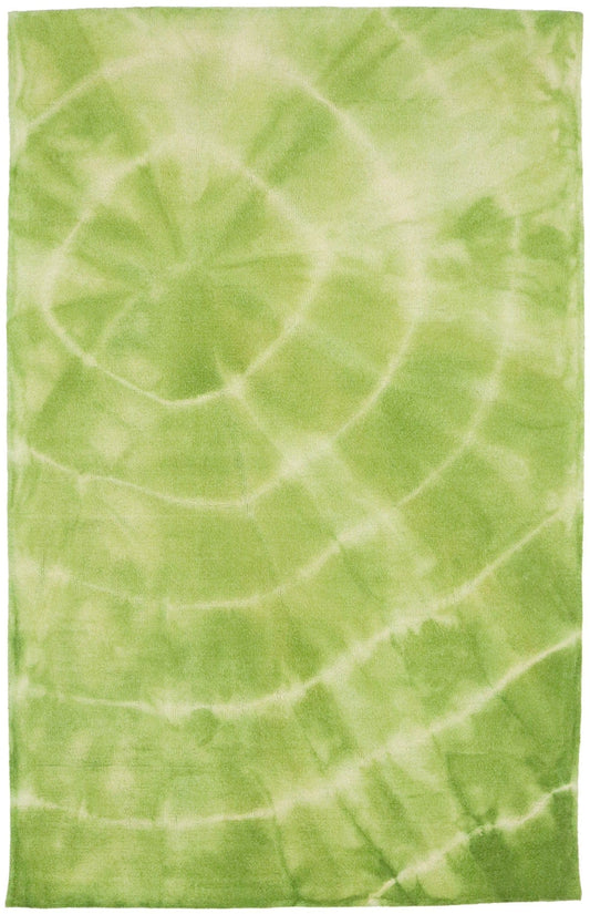 Lime Green Tie-Dye 5X8 Hand-Tufted Modern Rug