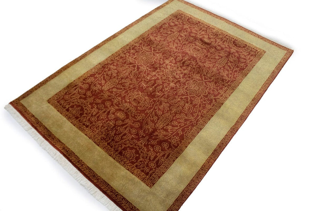 Rusty Red Floral 4X6 Modern Oriental Rug