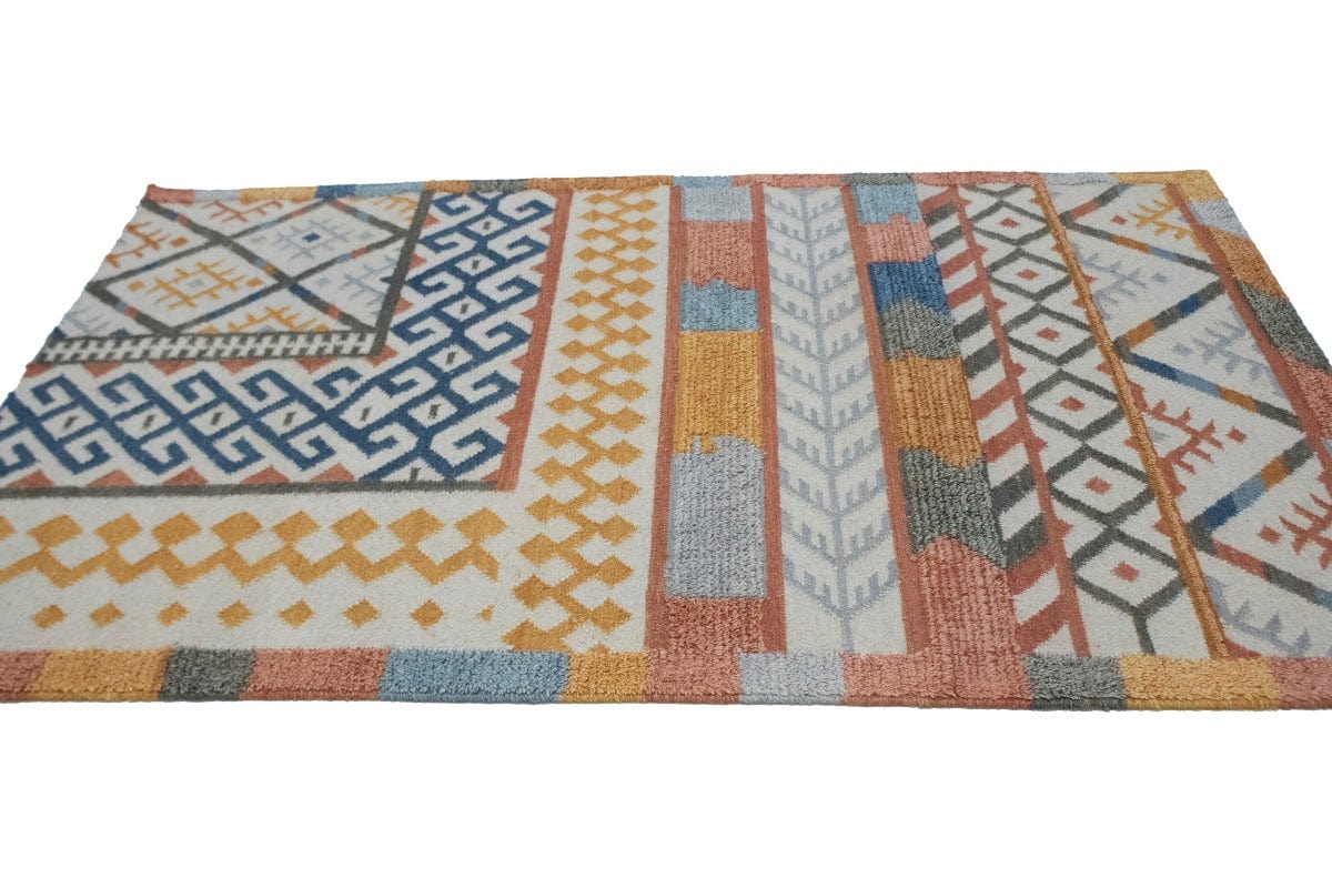 Multicolored Modern 4X6 Flat-Weave Kilim Oriental Rug
