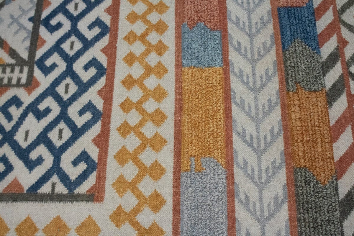Multicolored Modern 4X6 Flat-Weave Kilim Oriental Rug