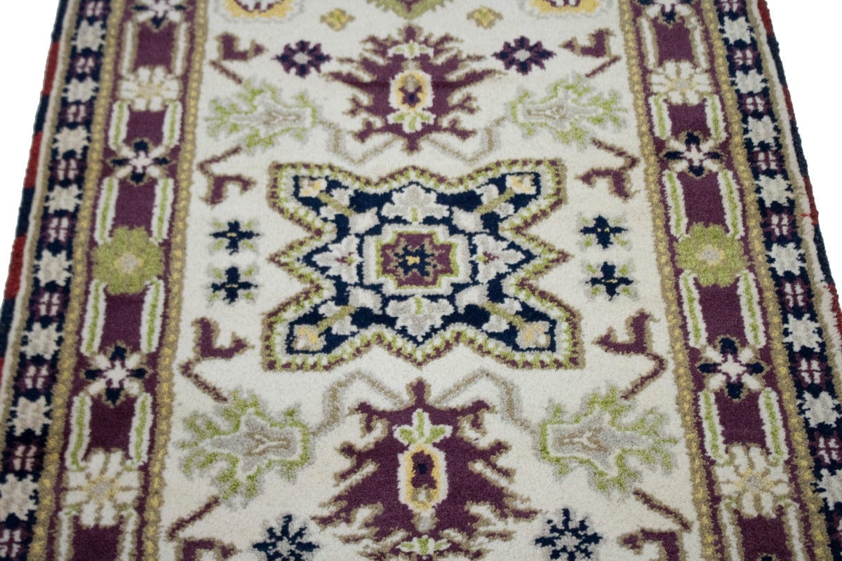 Cream Geometric Tribal 3X5 Kazak Oriental Rug