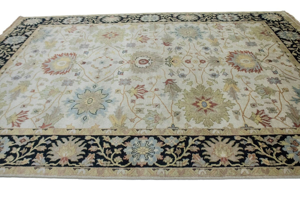 Cream/Beige Floral 8X10 Osh Chobi Peshawar Oriental Rug