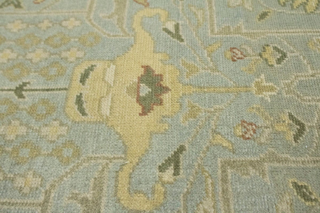 Muted Green Floral Transitional 10X14 Oriental Rug