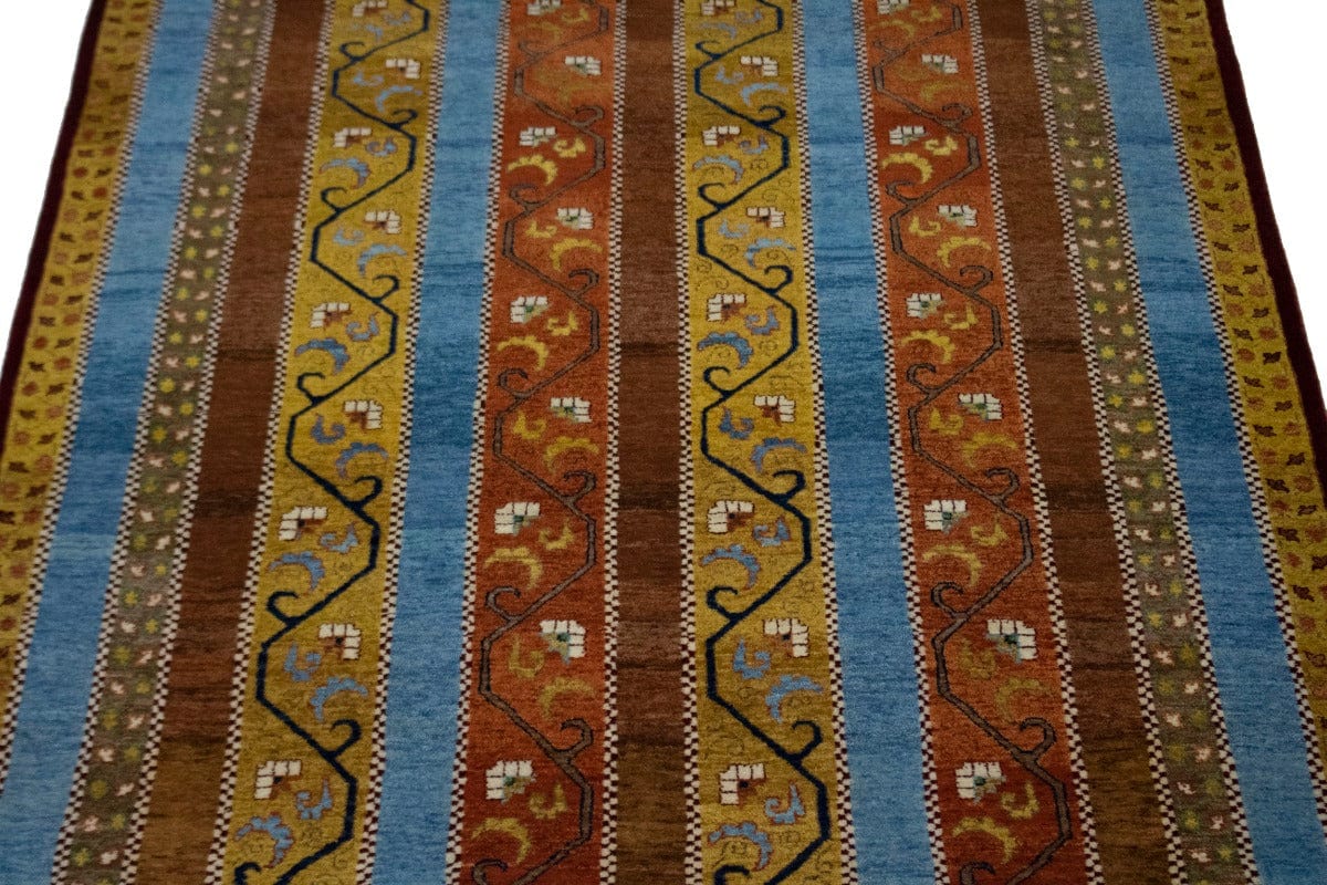 Multicolored Modern Striped Gabbeh 5'5X7'6 Oriental Rug
