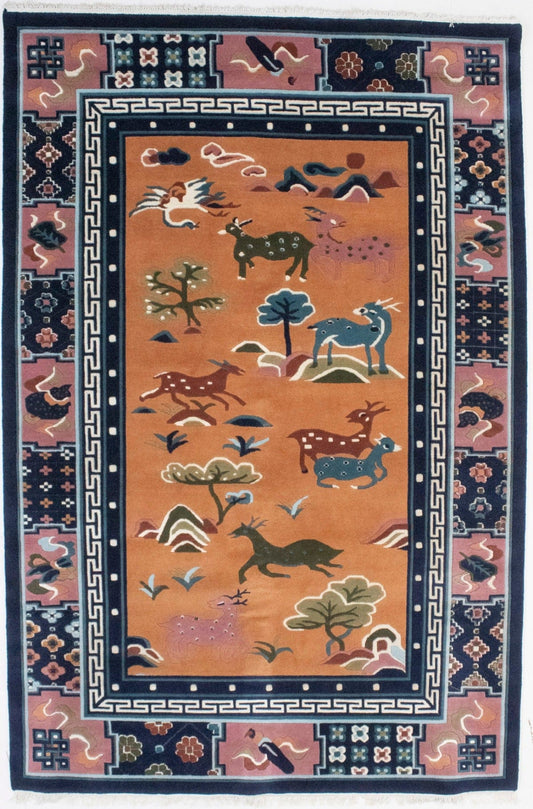 Apricot Pictorial 6X9 Chinese Style Oriental Rug