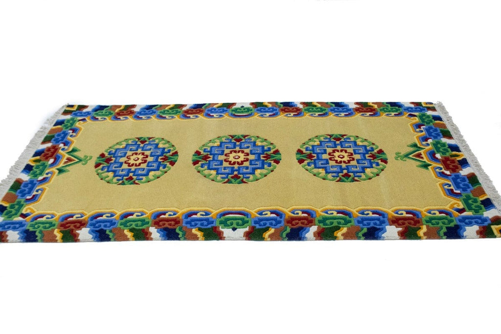 Beige Floral 3X6 Chinese Style Oriental Rug