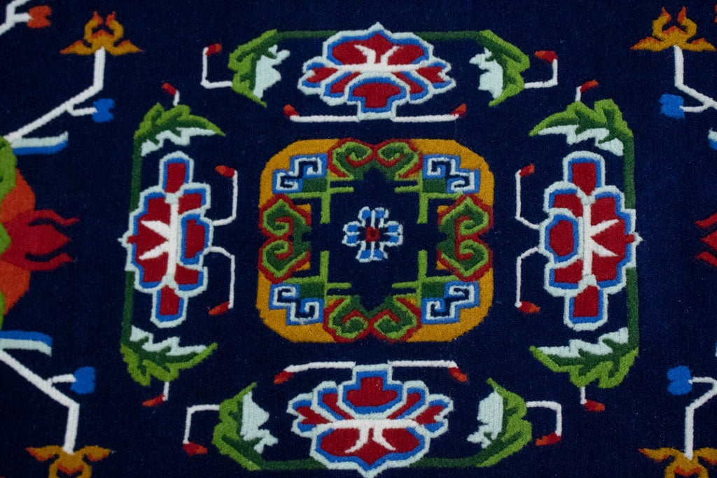 Navy Blue Floral 3X6 Chinese Style Oriental Rug