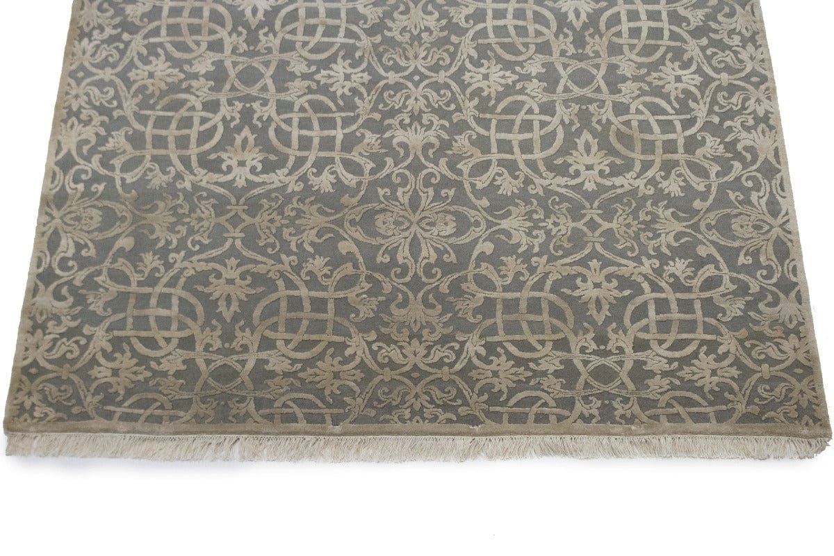 Hand-Carved Gray Extra Fine 6X9 Modern Oriental Rug