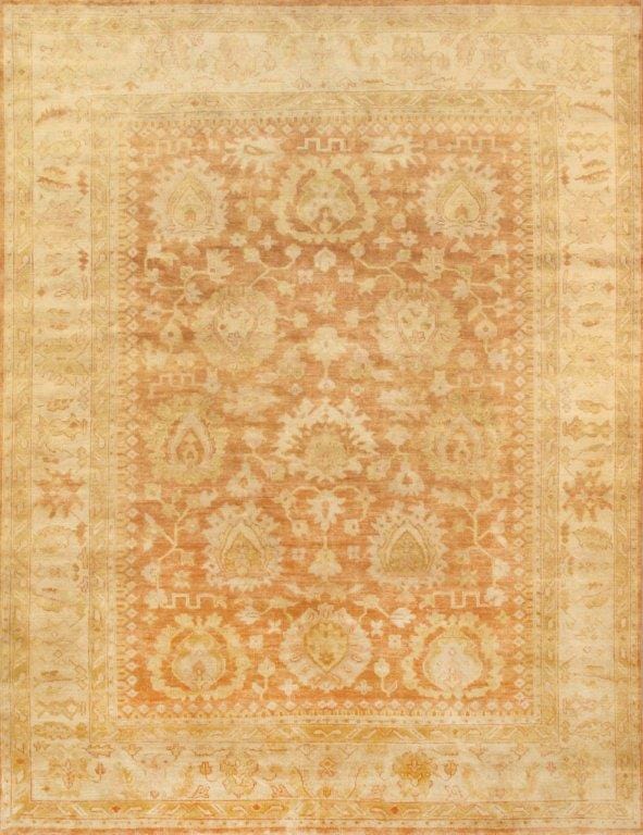 Oushak Collection Hand-Knotted Lamb's Wool Coral Area Rug-12' 1" X 14' 8"