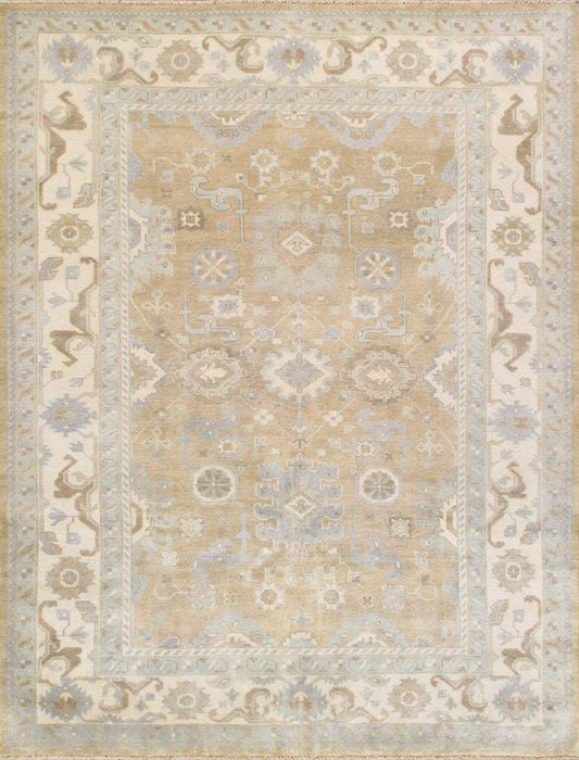 Oushak Collection Hand-Knotted L. Gold Lamb's Wool Area Rug- 9' 1" X 11'11"