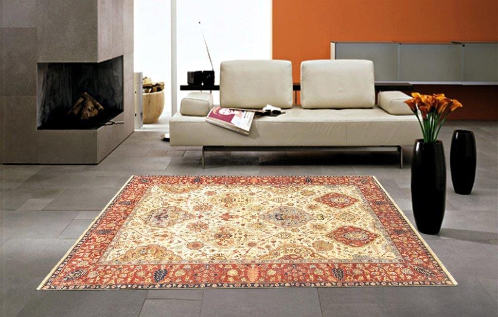 Kerman Collection Hand-Knotted Lamb's Wool Area Rug- 8' 11" X 11' 10"