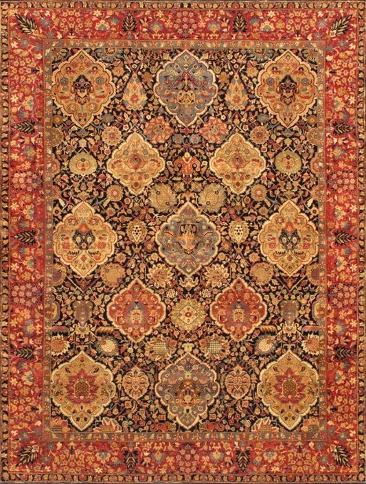 Kermanshah Collection Hand-Knotted Lamb's Wool Area Rug- 8'11" X 11'10"