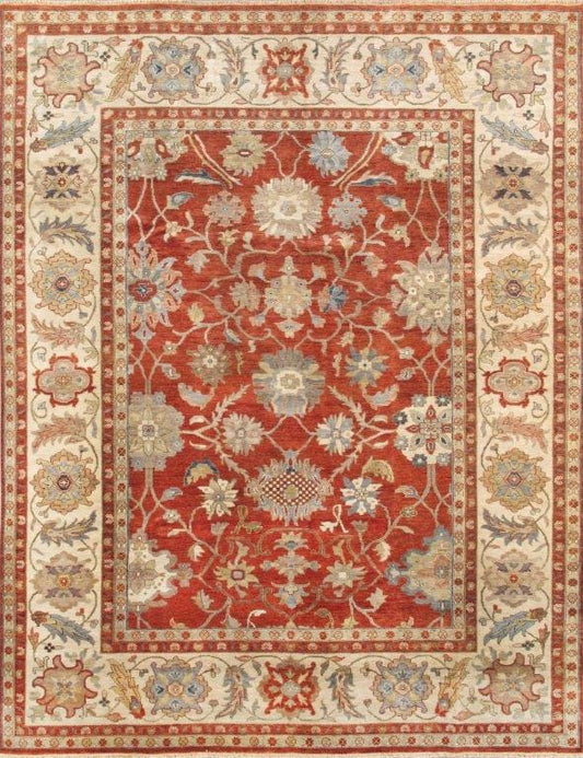 Sultanabad Collection Hand-Knotted Lamb's Wool Area Rug- 9' 0" X 11' 10"