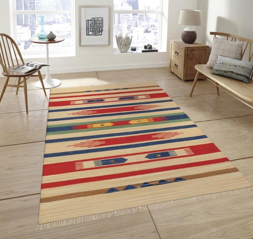 Anatolian Collection Hand-Woven Cotton Area Rug- 4' 0" X 6' 0"