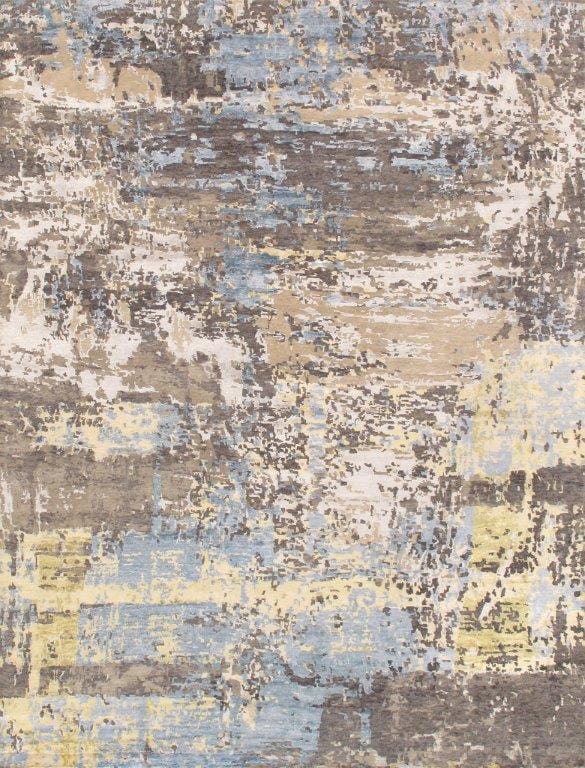 Modern Collection Hand-Knotted Silk and Wool Area Rug- 9' 0" X 11'11"