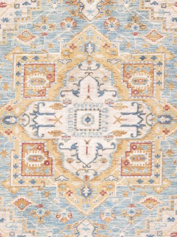 Heritage Collection Power Loom L Blue & Ivory Area Rug