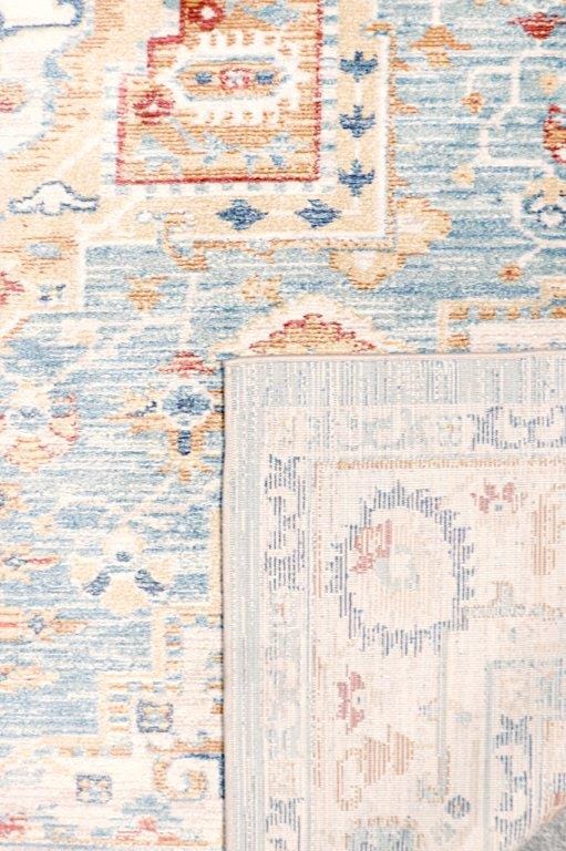 Heritage Collection Power Loom L Blue & Ivory Area Rug