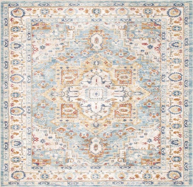 Heritage Collection Power Loom L Blue & Ivory Area Rug