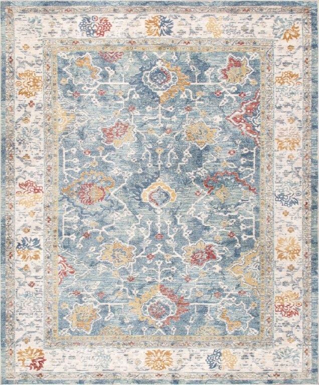 Heritage Collection Power Loom L.Blue & Beige Area Rug