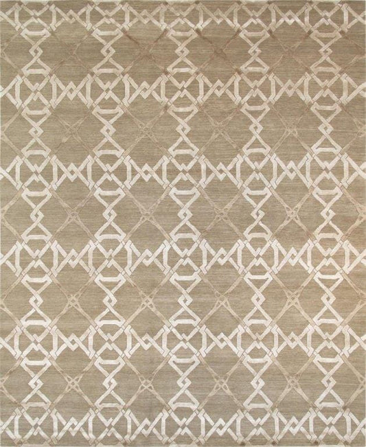 Modern Collection Hand-Knotted Silk & Wool Area Rug- 8' 1" X 10' 1"