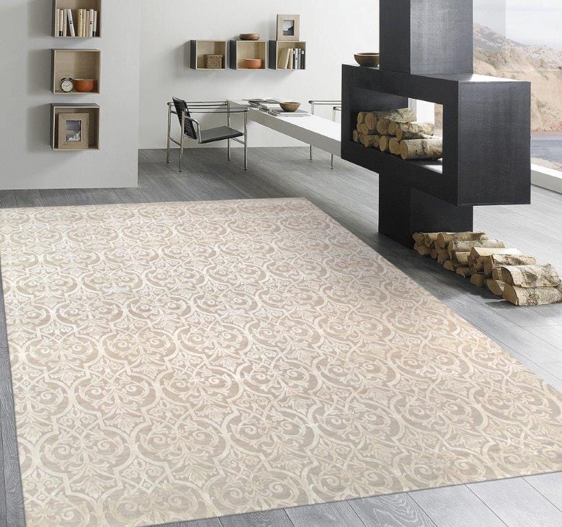 Modern Collection Hand-Knotted Silk & Wool Area Rug- 9' 2" X 11' 11"