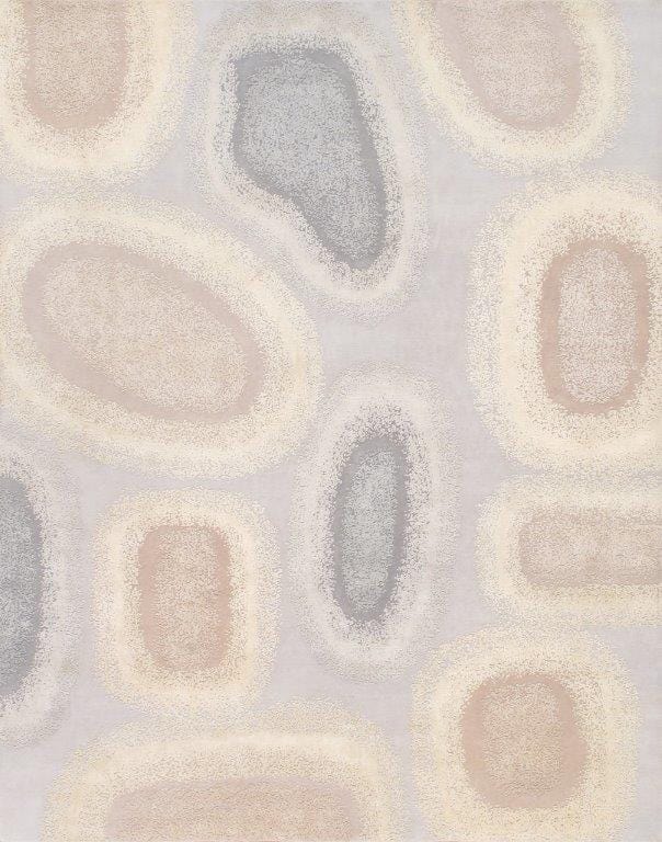 Modern Collection Hand-Knotted Silk & Wool Silver Area Rug- 8' 1" X 9'10"