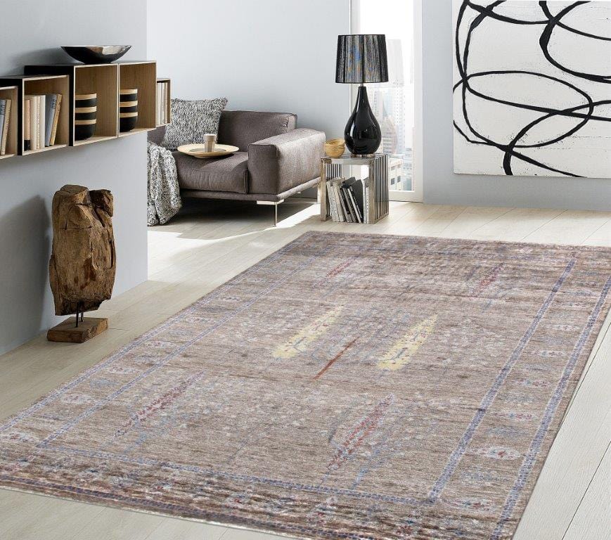 Gabbeh Collection Hand-Knotted Silk Area Rug- 5' 8" X 7' 9"