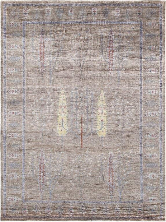 Gabbeh Collection Hand-Knotted Silk Area Rug- 5' 8" X 7' 9"