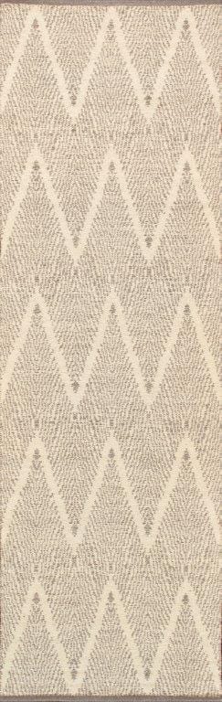 Simplicity Collection Flat Weave Grey Cotton Area Rug- 2' 6" X 10' 0"