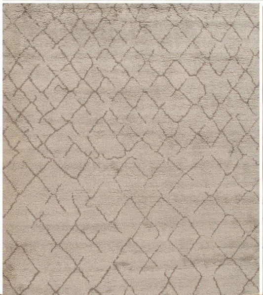 Moroccan Collection Hand-Knotted Lamb's Wool Area Rug- 8' 9" X 9' 11"