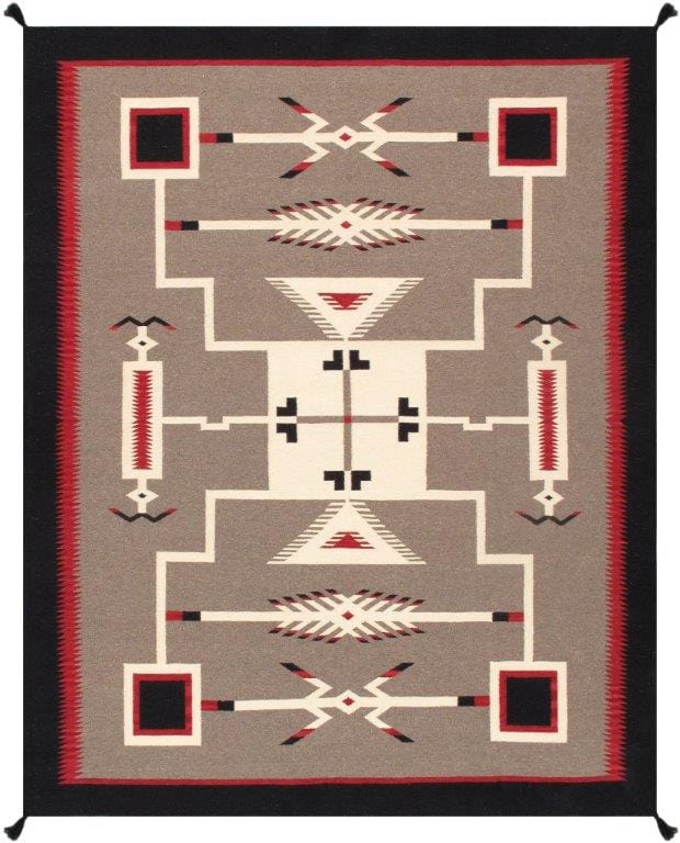 Navajo Style Hand-Woven Wool Mocha Area Rug- 8' 2" X 9'10"