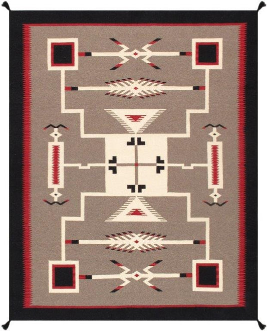 Navajo Style Hand-Woven Wool Mocha Area Rug- 8' 2" X 9'10"