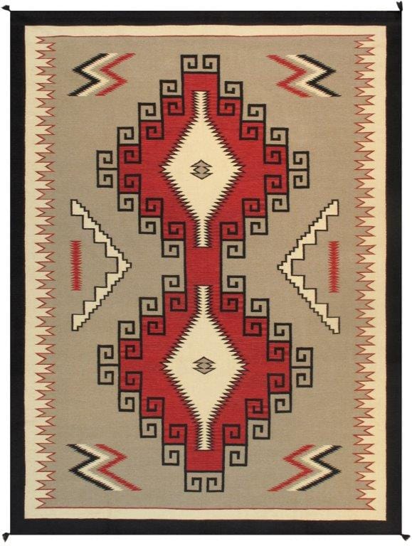 Navajo Style Hand-Woven Wool Light Brown Area Rug- 9' 0" X 12' 1"