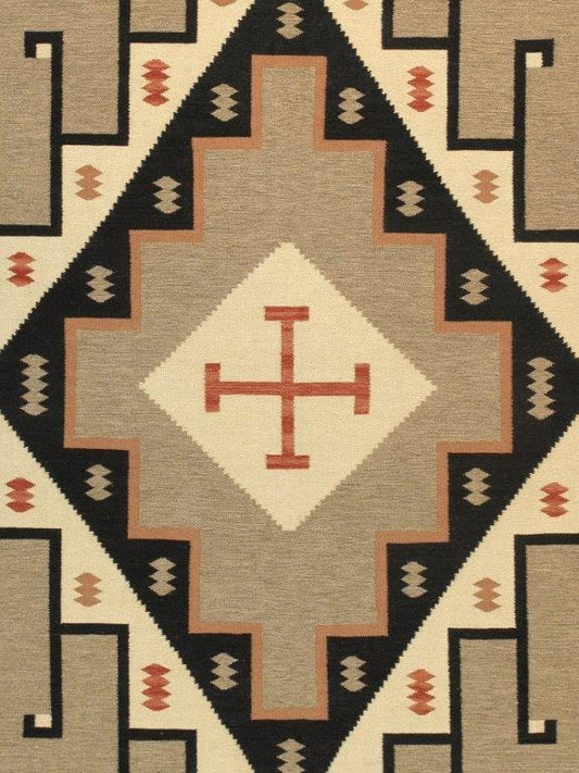 Navajo Style Hand-Woven Wool Mocha Area Rug- 8' 9" X 11'11"