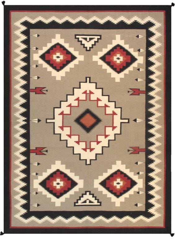 Navajo Style Hand-Woven Wool Mocha Area Rug-10' 1" X 13' 7"