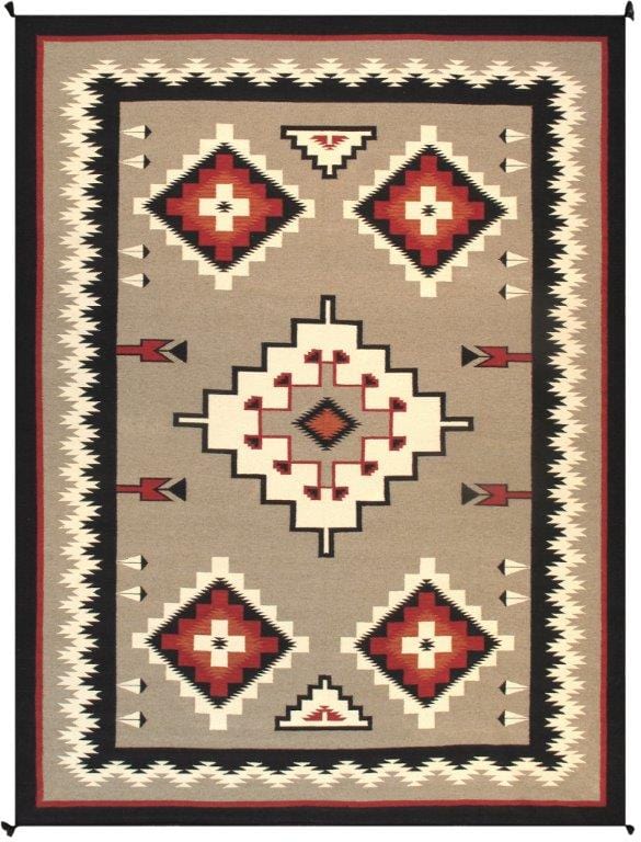 Navajo Style Hand-Woven Wool Mocha Area Rug-10' 0" X 13' 7"