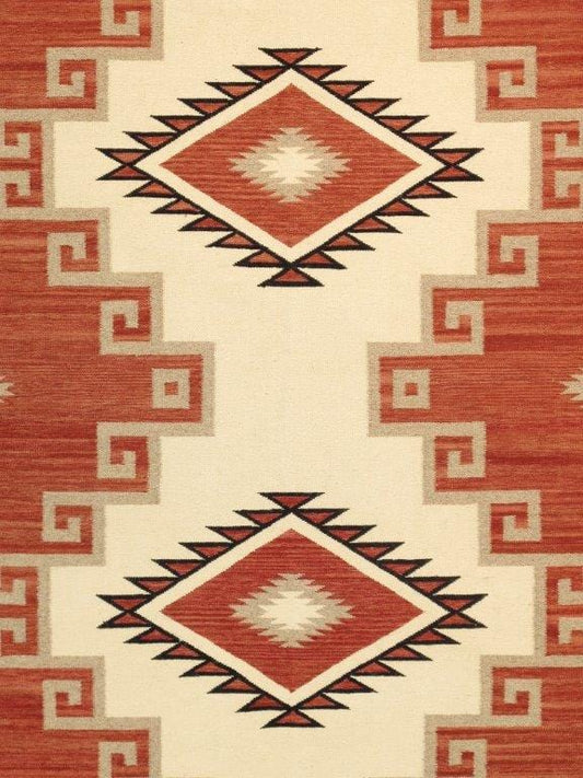 Navajo Style Hand-Woven Wool Rust Area Rug- 8' 1" X 10' 0"