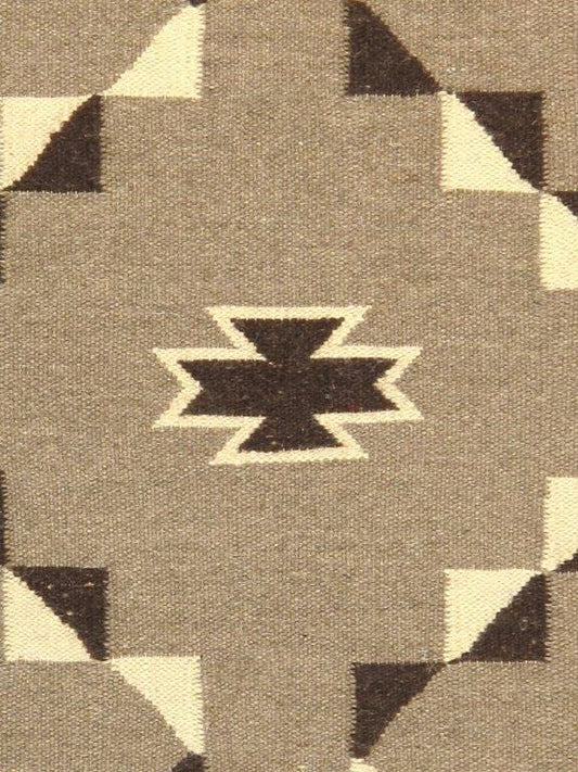Navajo Style Hand-Woven Wool Mocha Area Rug- 2' 1" X 3' 1"