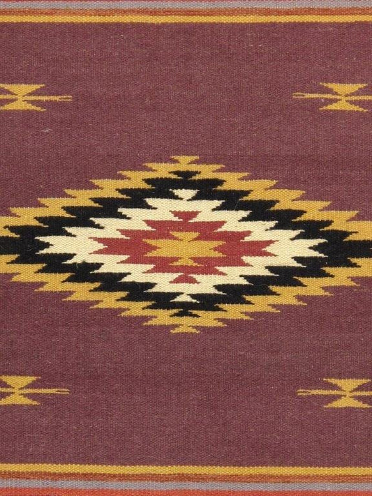 Navajo Style Hand-Woven Wool Purple Area Rug- 2' 1" X 3' 0"