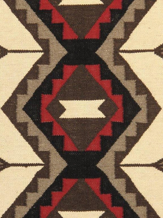 Navajo Style Hand-Woven Wool Ivory Area Rug- 3' 1" X 4'11"