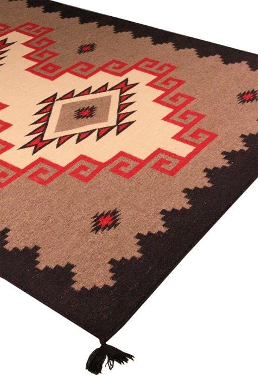 Navajo Style Hand-Woven Wool Mocha Area Rug- 8'10" X 11'11"