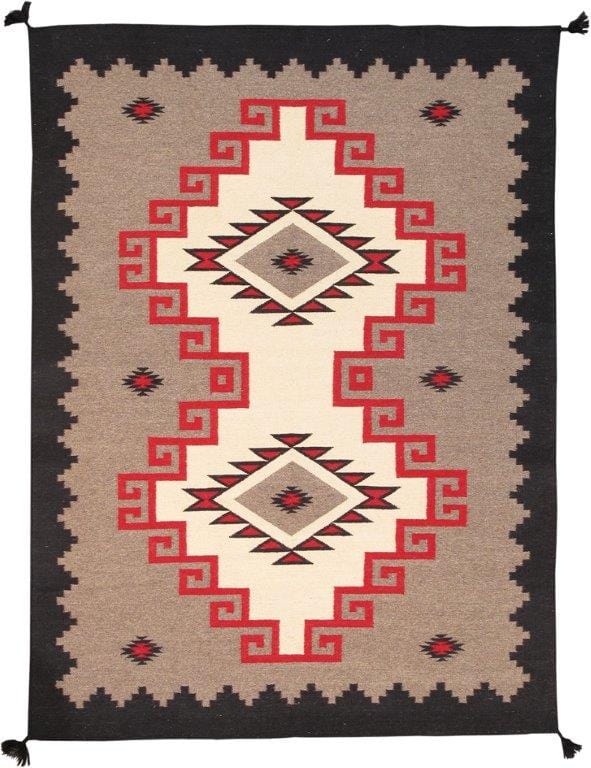 Navajo Style Hand-Woven Wool Mocha Area Rug- 8'10" X 11'11"