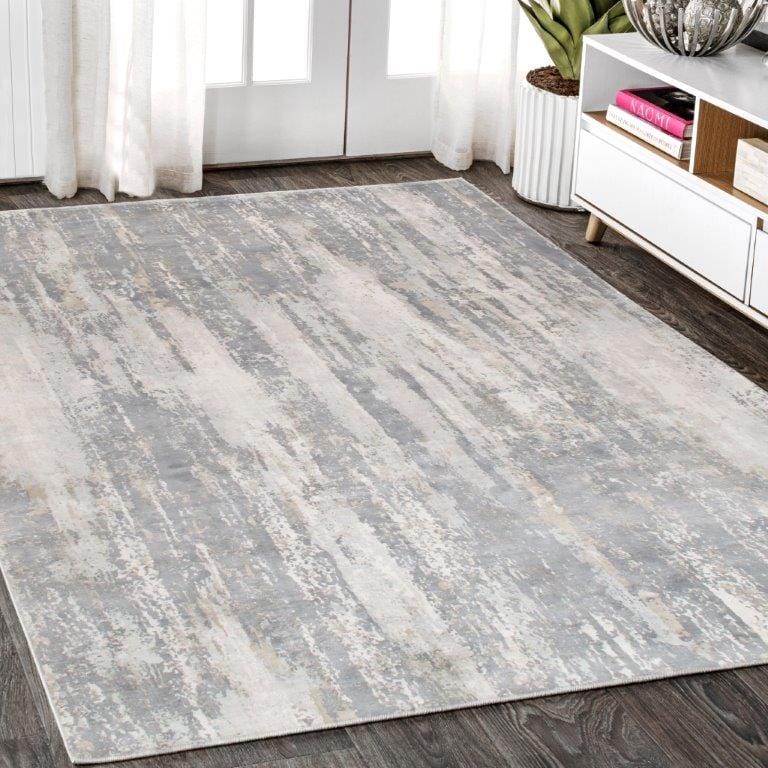 Beverly Collection Hand-Loomed Grey Silk Rug- 6' 0" X 9' 0"